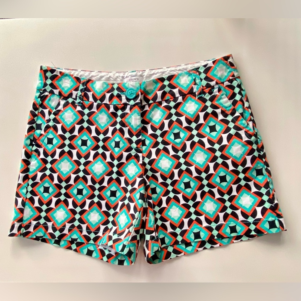 Crown & Ivy, Cotton-Blend Chino Shorts, Multicolored Chino Shorts Sz 2